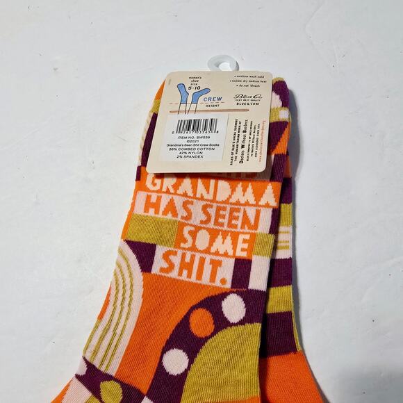 Blue Q This Grandma Has Seen Some Sh*t Socks Crew L Size Women's L 5-10 - Picture 4 of 6